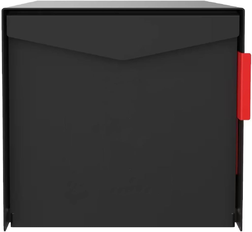 Olio Home Mailbox | Modern Design Thompson Flat Top Post Mount Mail Box | 20.5' x 9.2' x 8.5' | Galvanized Steel Mailboxes for Outside | Made in USA Mail Boxes for House | Black