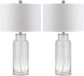 SAFAVIEH Lighting Collection – Set of 2 Glass Bottle Clear 30-Inch Table Lamps, LED Bulbs Included, Bedroom Living Room Home Office (LIT4157B-SET2)