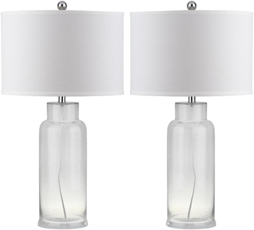 SAFAVIEH Lighting Collection – Set of 2 Glass Bottle Clear 30-Inch Table Lamps, LED Bulbs Included, Bedroom Living Room Home Office (LIT4157B-SET2)