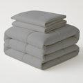 Egyptian Cotton Oversized Queen Size Comforter Sets - Light Grey Color, Soft Lightweight Bed Set, All Season Gray Bedding Sets - 1 Comforter & 2 Pillow case