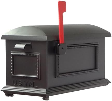 Special Lite Traditional Curbside Mailbox with Ashley Front Single Mailbox Mounting Bracket - TC-ASH-FS-1010-BLK