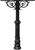 The Hanford Cast Aluminum Triple Mailbox Post System with Ornate Base, Mounting Brackets and Scroll Supports, Mailboxes Sold Separately, Ships in 2 boxes