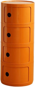 Round Nightstand with Drawers, Round Bedside Table 2/3/4 Tier Plastic Nightstand Storage, RoundStorage Cabinet with Sliding Door, Modern End Table Side Table, for Living Room, Bedroom, Bathroom