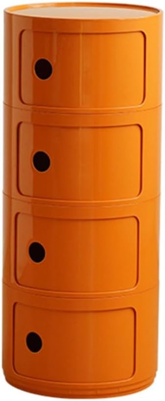 Round Nightstand with Drawers, Round Bedside Table 2/3/4 Tier Plastic Nightstand Storage, RoundStorage Cabinet with Sliding Door, Modern End Table Side Table, for Living Room, Bedroom, Bathroom