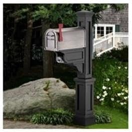 Pemberly Row Weatherproof Traditional Plastic Mail Post in Black