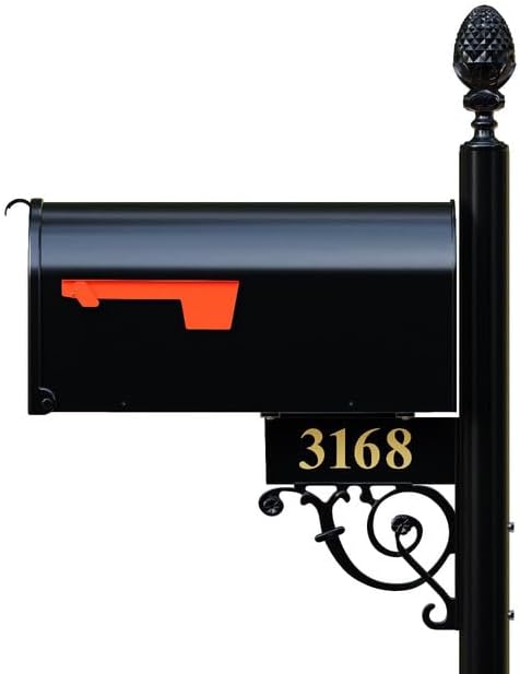 The Bristol Black Mailbox with Post Included – Aluminum Mailboxes for Outside with Post – Rust Free Personalized Metal Mailbox - Large (Large)