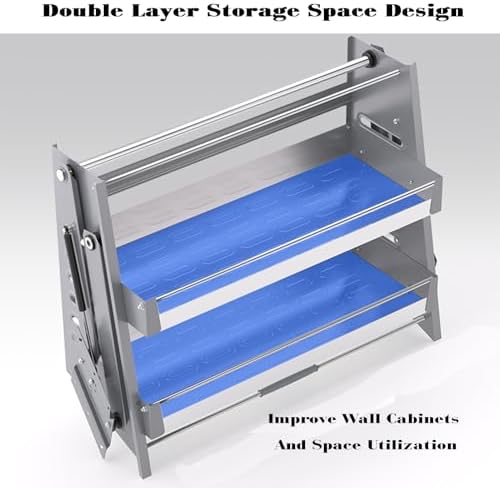 Stainless Steel Soft Close Kitchen Cabinet Door Stop, Space-Saving Design for 800mm Cabinets, 2-Shelf System, Fits 76-77mm Inner Width, Smooth Damping Operation