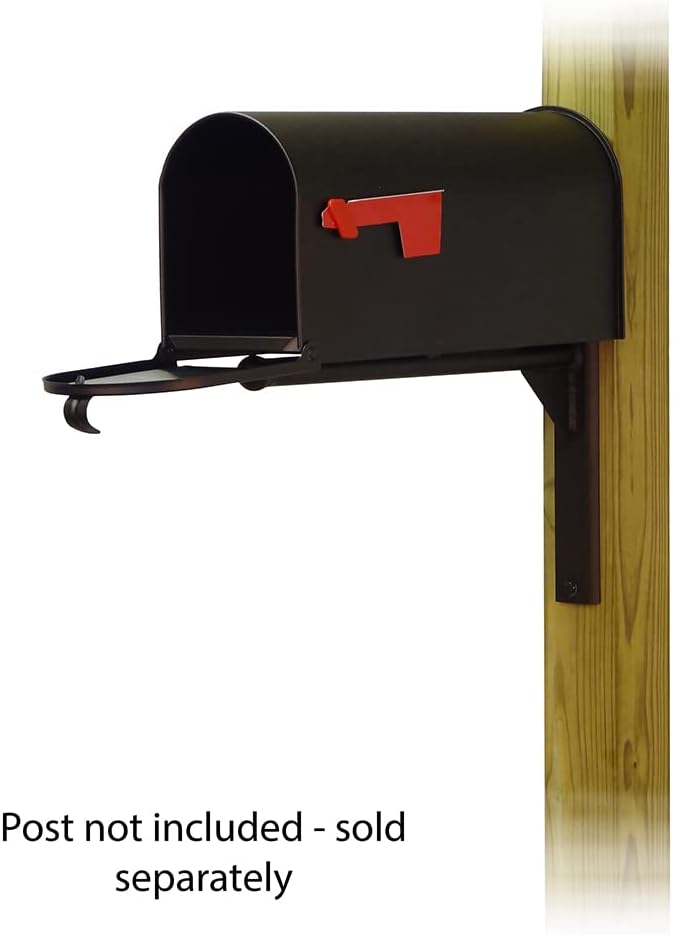 Special Lite Standard Steel Curbside Mailbox with Ashley Front Single Mailbox Mounting Bracket - TC-ASH-FS-1018-BLK