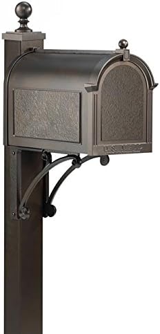 Whitehall French Bronze Deluxe Mailbox, Post, and Brackets | Heavy-Duty Aluminum Mailbox System | Large 20% Oversized Capacity with Magnetic Closure | Weather-Resistant Finish for Timeless Curb Appeal