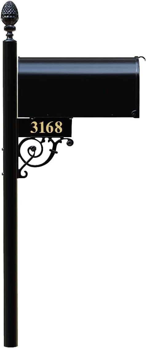 The Bristol Black Mailbox with Post Included – Aluminum Mailboxes for Outside with Post – Rust Free Personalized Metal Mailbox - Large (Standard)