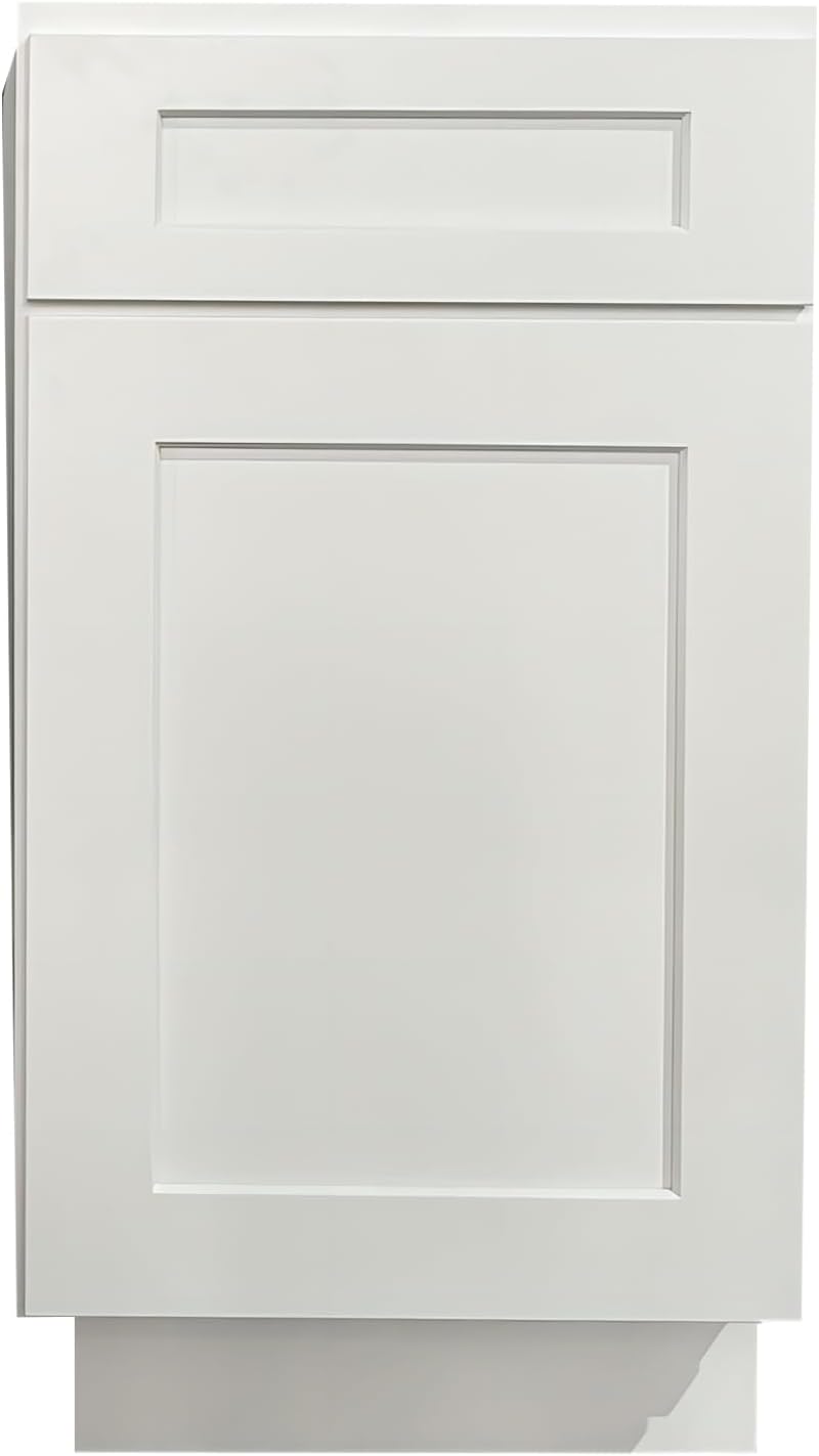 Kitchen Base Cabinet, Sideboard, White Shaker, Paint, Soft Close System, 1 Door and 1 Drawer, Unassembled, Modern