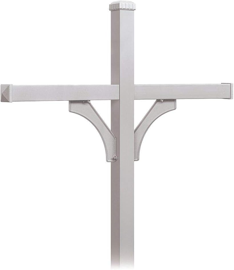 Salsbury Industries 4374SLV Deluxe Post 2 Sided In-Ground Mounted for 4 Roadside Mailbox, Silver
