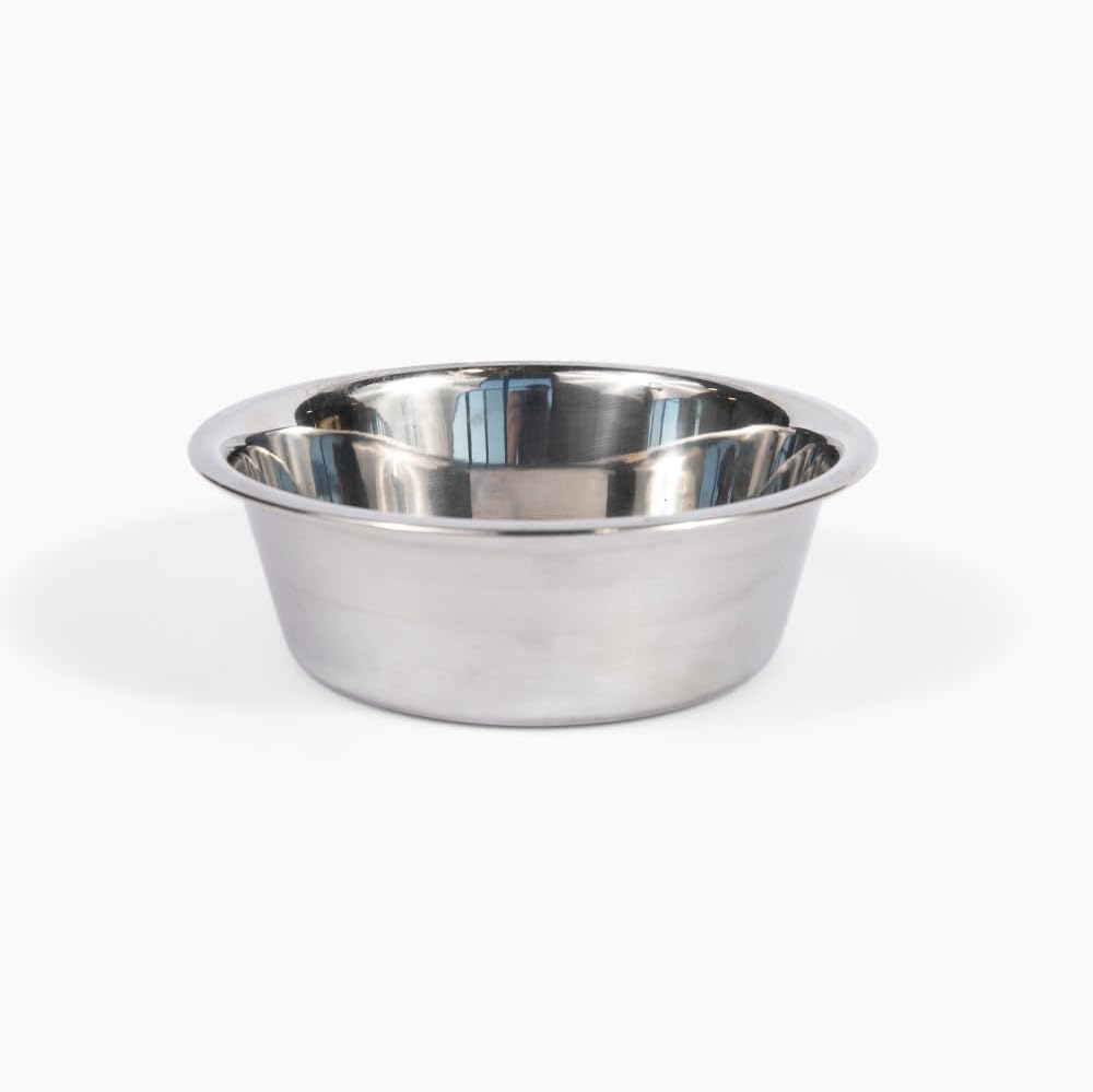 Hiddin Double Elevated Dog Bowl Stand for Medium or Large Dogs, All Breeds, Clear Acrylic 7 Inch Raised Dog Bowl Stand with Two Stainless Steel Bowls for Food and Water - 6.5 Cups Each Dish