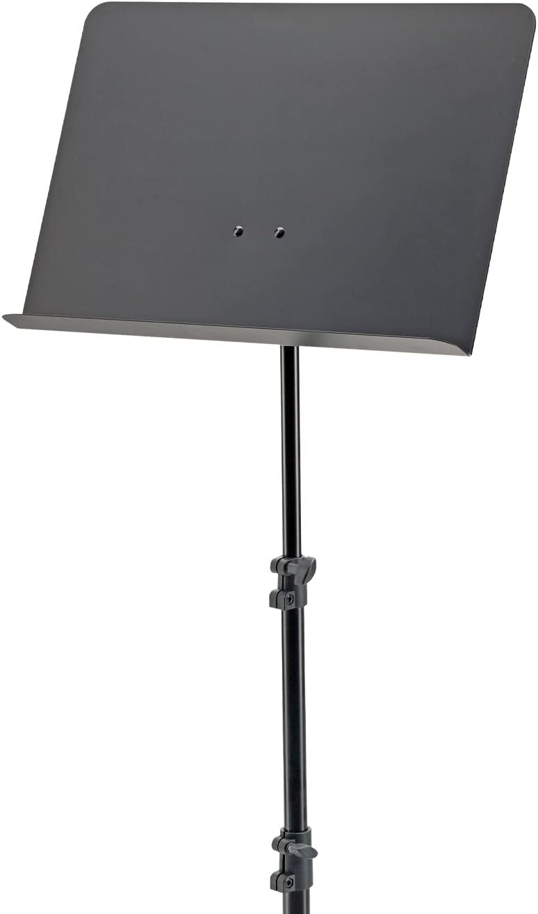 K&M Konig & Meyer 11870.015.55 Orchestra Music Stand | Large Deep Steel Desk Holder For Music Sheets Or Book | Sturdy Tripod Base | Adjustable 3pc Telescopic Design | Portable | German Made | Black