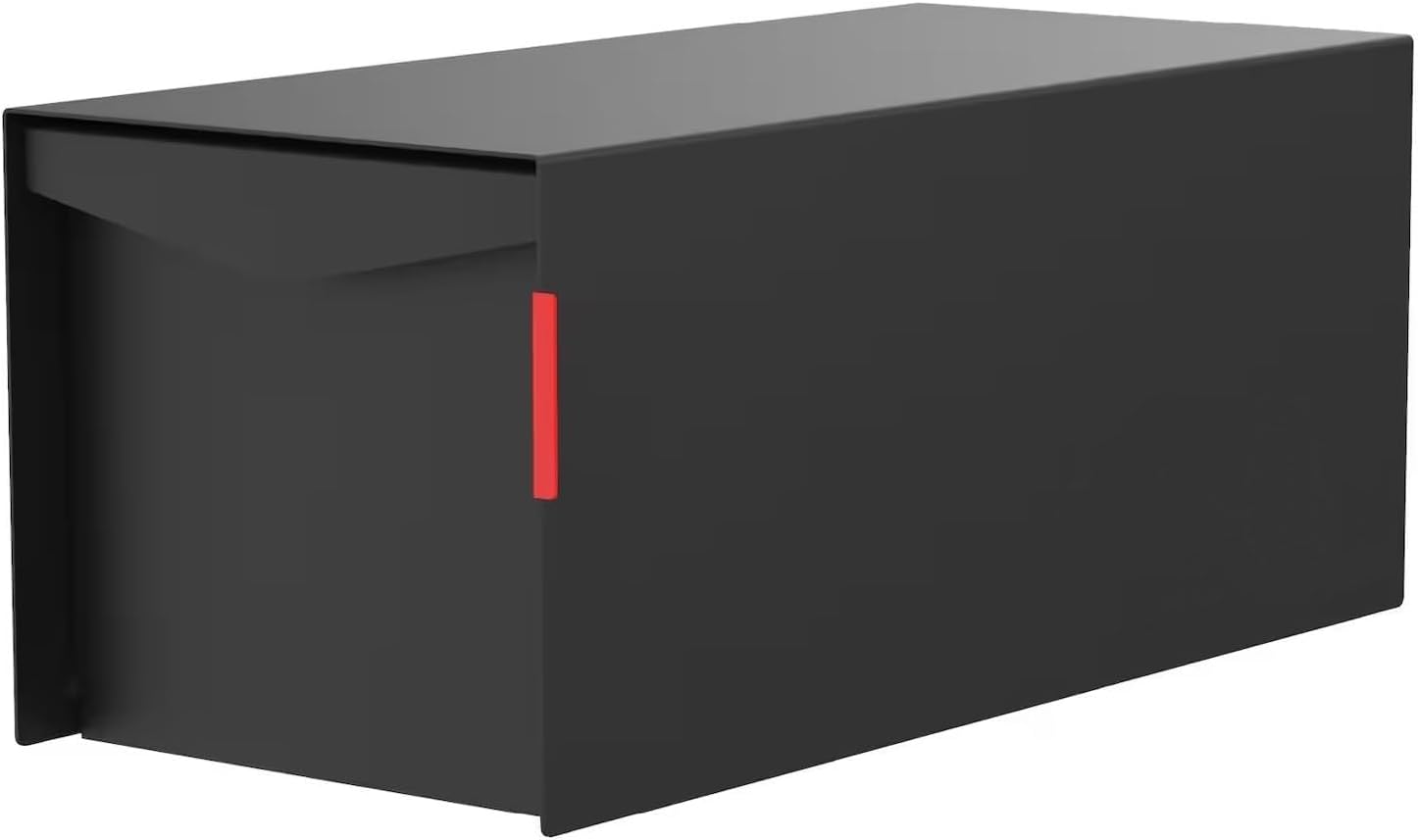 Olio Home Mailbox | Modern Design Thompson Flat Top Post Mount Mail Box | 20.5' x 9.2' x 8.5' | Galvanized Steel Mailboxes for Outside | Made in USA Mail Boxes for House | Black