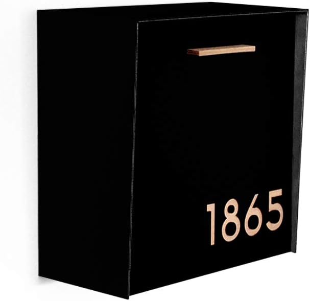 Wall Mounted Mailbox - Aluminum (ACP) Aluminum Black Face and Body and Natural Wood Numbers - Modern Design - Custom Mailbox - Postbox - Letterbox - Mailnest, Type 1
