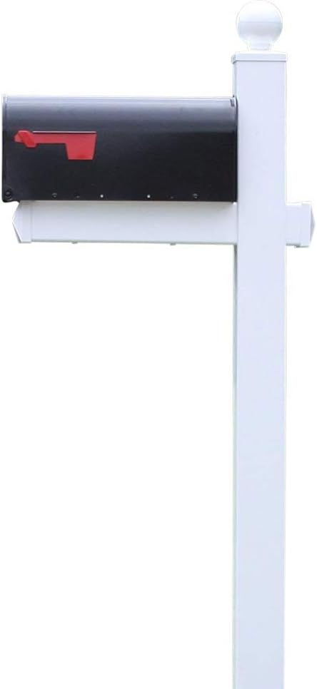 4Ever Products The Washington Vinyl/PVC Mailbox Post (Includes Mailbox) Complete Decorative Curbside Mailbox System with Classic Traditional Style (Black Mailbox)