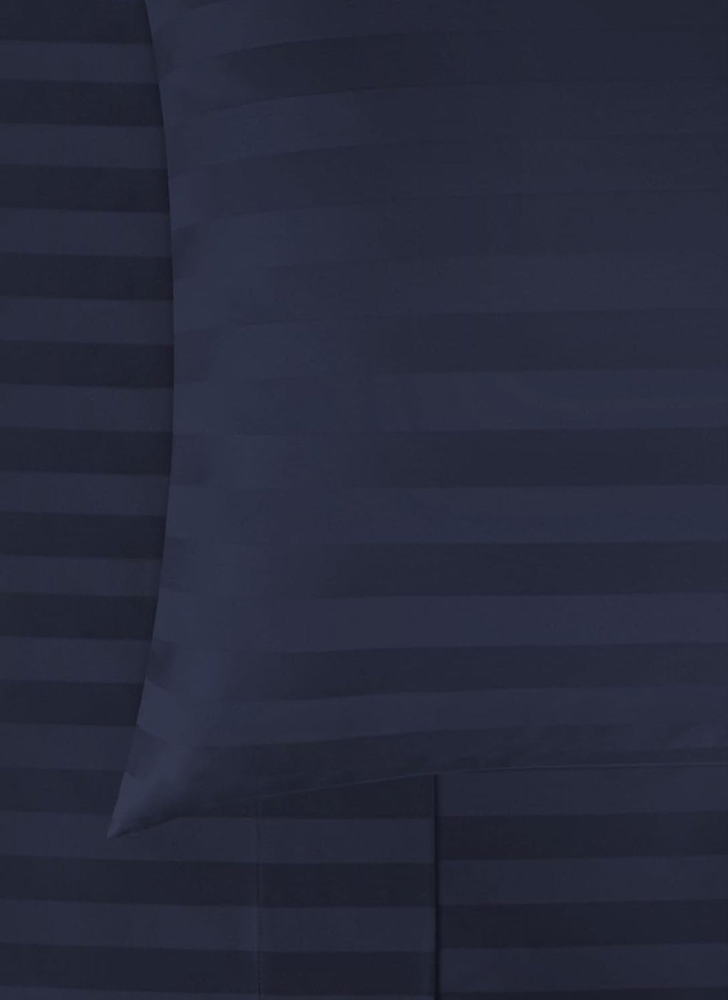 Damask Stripe RV Short Queen Size 7-Piece Duvet Cover and Bed Sheet Set 28 Inch Deep Pocket - Complete Luxury Soft 1000 Thread Count 100% Egyptian Cotton Bedding Set - Navy Blue