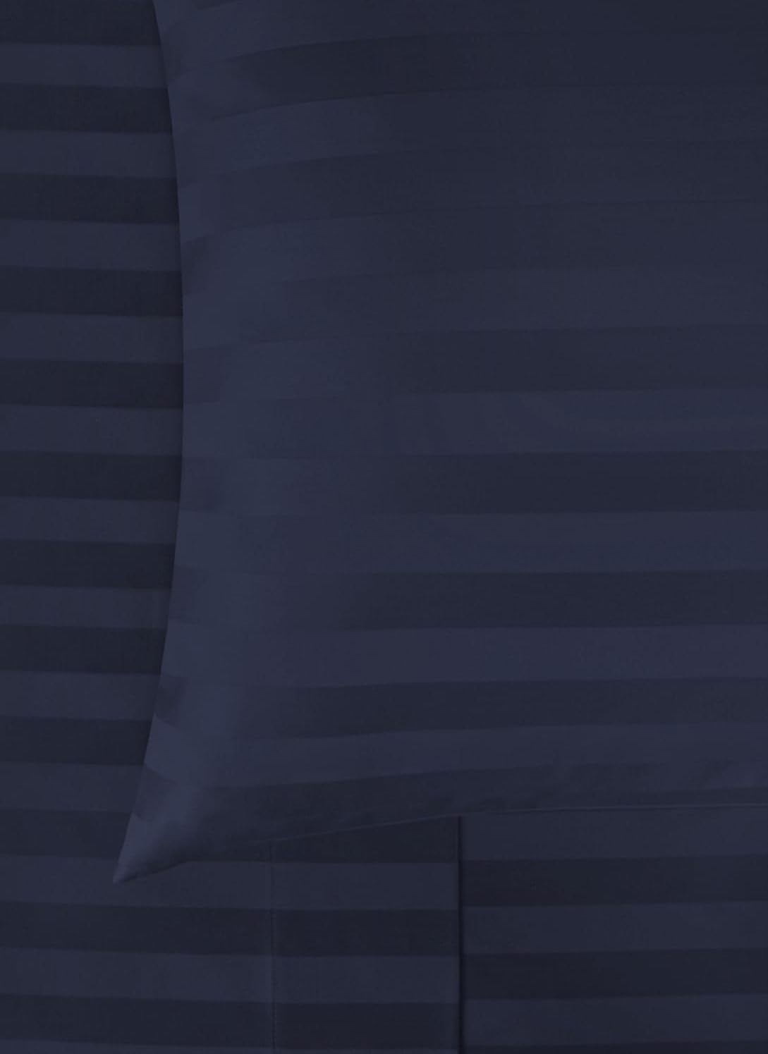 Damask Stripe RV Short Queen Size 7-Piece Duvet Cover and Bed Sheet Set 28 Inch Deep Pocket - Complete Luxury Soft 1000 Thread Count 100% Egyptian Cotton Bedding Set - Navy Blue