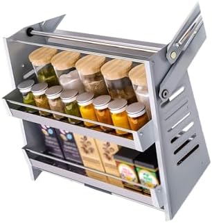 Stainless Steel Soft Close Kitchen Cabinet Door Stop, 600mm Width, Space-Saving 2-Shelf Design for 700mm Cabinets, Durable Damping Mechanism, Easy Installation