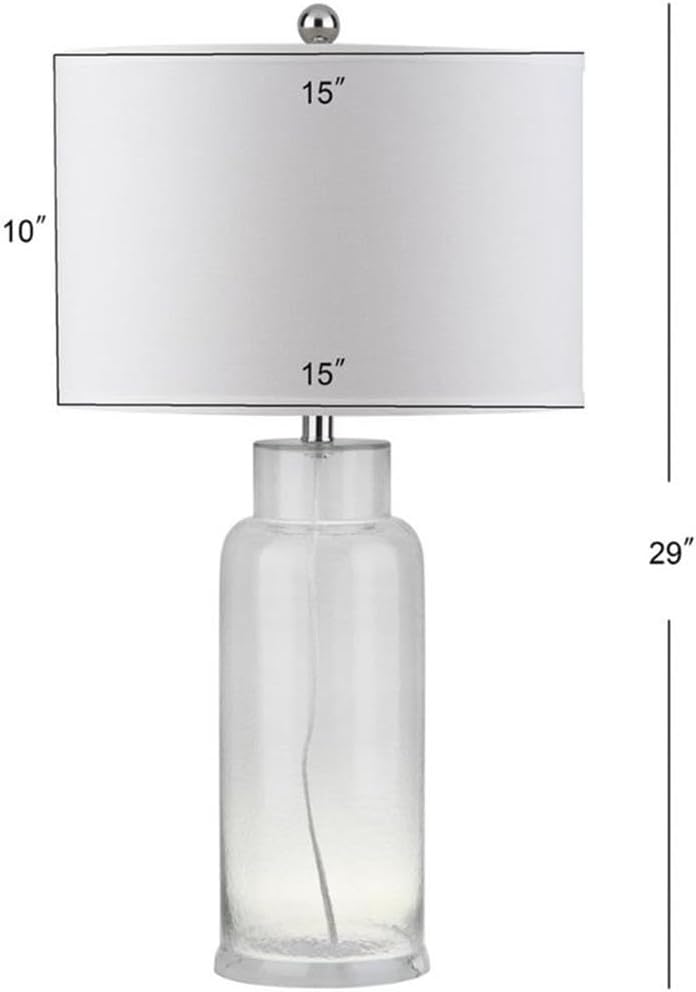 SAFAVIEH Lighting Collection – Set of 2 Glass Bottle Clear 30-Inch Table Lamps, LED Bulbs Included, Bedroom Living Room Home Office (LIT4157B-SET2)