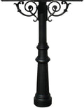 The Hanford Cast Aluminum Triple Mailbox Post System with Fluted Base, Mounting Brackets and Scroll Supports, Mailboxes Sold Separately, Ships in 2 boxes