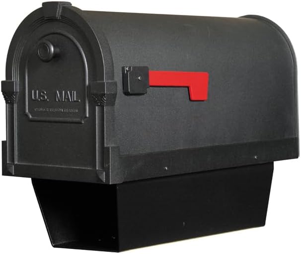 Special Lite Savannah Curbside Mailbox with Paper Tube - Black Aluminum Mailbox for Post Mount - SCS-2014-BLK