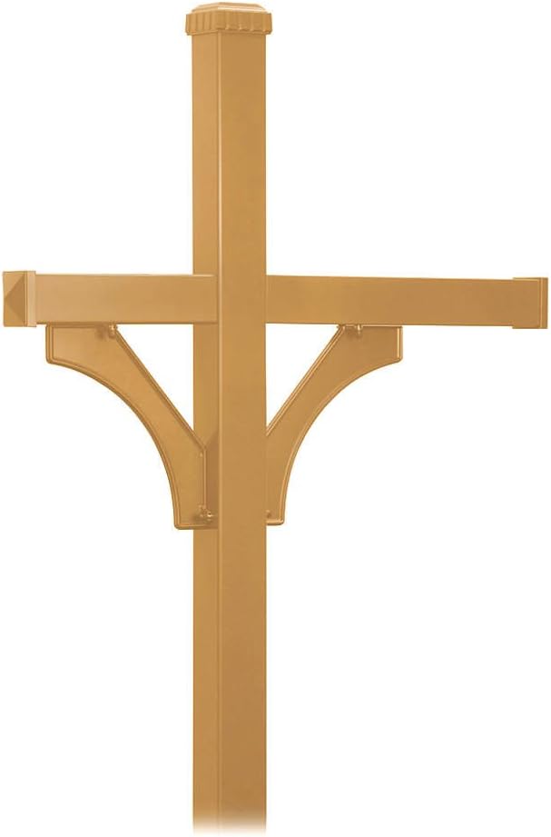 Salsbury Industries 4873BRS Deluxe 2 Sided for 3 In-Ground Mounted Mailbox Post, Brass