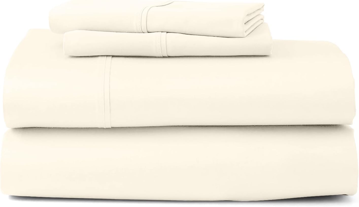 King Size Sheet Set - 4 Piece - Bed Sheets- Easy- Fits 18' Deep Pocket Bedsheet 850-Thread Count 100% Egyptian Cotton (King - 76' X 80'- Ivory Solid)
