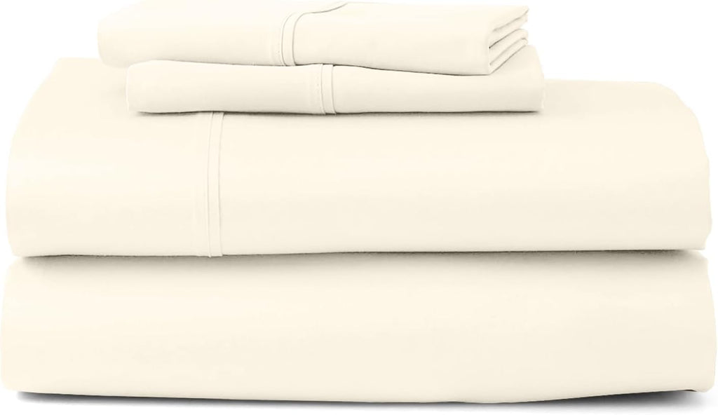 California King Size Sheet Set - 4 Piece - Bed Sheets- Easy- Fits 18' Deep Pocket Bedsheet 850-Thread Count 100% Egyptian Cotton (California King - 72' X 84'- Ivory Solid)