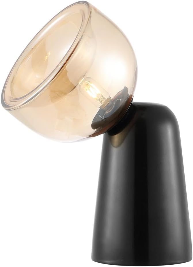 SAFAVIEH Lighting Collection Omara Amber/Black Marble 13-inch Table Lamp, Ideal for Living Room, Bedroom, Nightstand, Home Office, Dorm (LED Bulb Included)