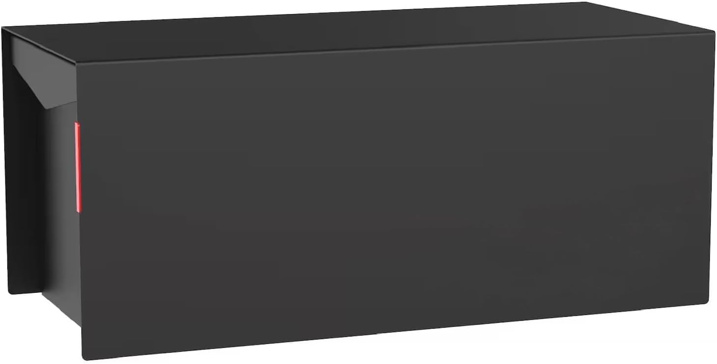 Olio Home Mailbox | Modern Design Thompson Flat Top Post Mount Mail Box | 20.5' x 9.2' x 8.5' | Galvanized Steel Mailboxes for Outside | Made in USA Mail Boxes for House | Black