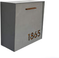 Wall Mounted Mailbox with Concrete Face (Door) - Metallic Gray Aluminum (ACP) Body and Wood Numbers - Modern Design - Custom Mailbox - Postbox - Letterbox - Mailnest Type 1