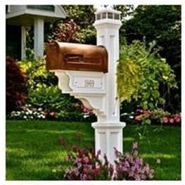 Pemberly Row Weatherproof Traditional Plastic Mail Post in White
