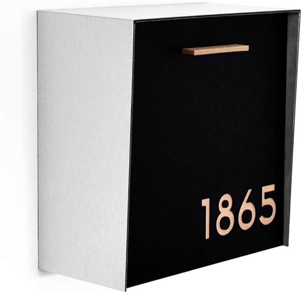 Wall Mounted Mailbox - Aluminum (ACP) Black Aluminum Face, Brush Silver Body and Natural Wood Number - Modern Design - Custom Mailbox - Postbox - Letterbox - Mailnest Type 1
