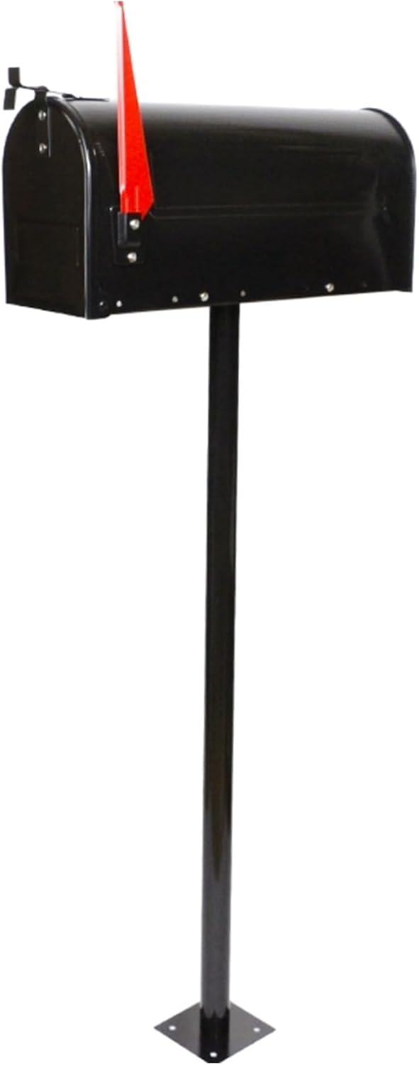 Mailboxes for Outside with Post, Mail Boxes for House Outside, Mailboxes, Black Mailbox, Post Mount Mailbox, Metal Mailbox and Post Kit, Lockable Outside Postbox(Black)