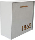 Wall Mounted Mailbox with Concrete Face (Door) - Brush Silver Aluminum (ACP) Body and Wood Numbers - Modern Design - Custom Mailbox - Postbox - Letterbox - Mailnest Type 1