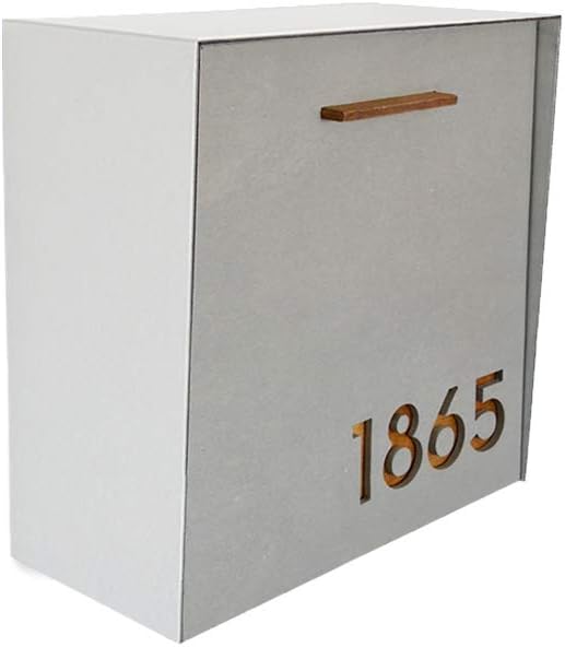 Wall Mounted Mailbox with Concrete Face (Door) - Brush Silver Aluminum (ACP) Body and Wood Numbers - Modern Design - Custom Mailbox - Postbox - Letterbox - Mailnest Type 1