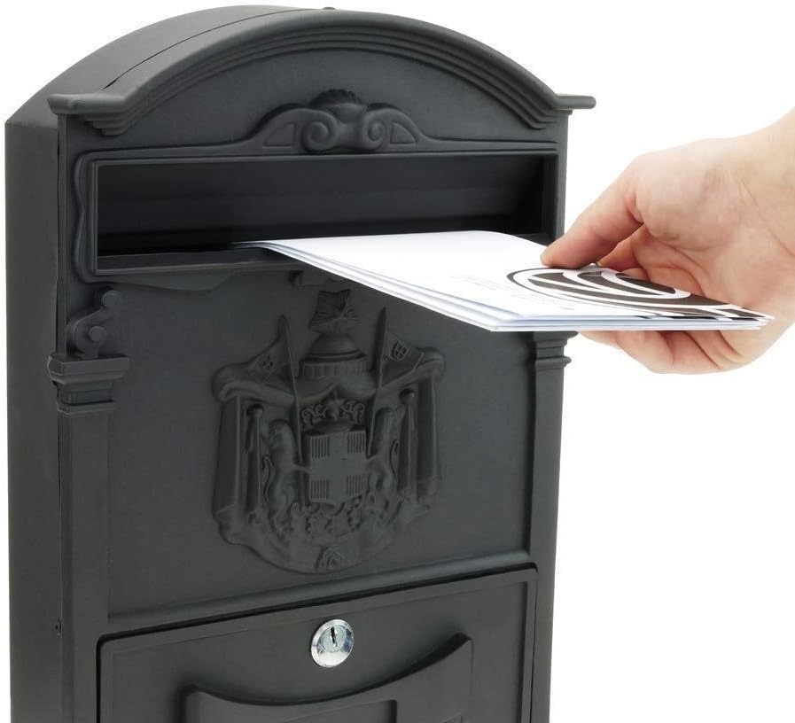 Letter Boxes for Outside Post Boxes Wall Mounted European Cast Aluminum with Lock Wall-Mounted Waterproof Mailbox Mailbox