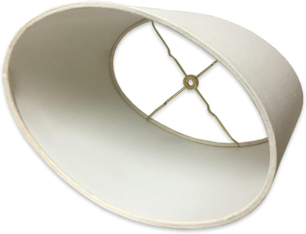 Royal Designs, Inc. Shallow Oval Hardback Lamp Shade, HB-611-18LNEG, Linen Eggshell, (16 x 10) x (18 x 12) x 9.5