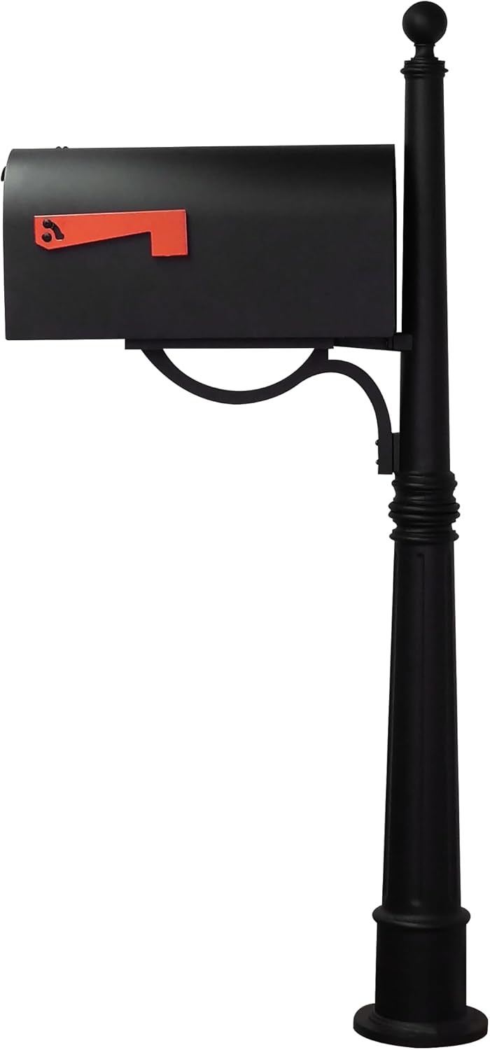 Special Lite Titan Curbside Mailbox with Ashland Post - Black Mailbox with Aluminum Post - SCH-1016A_SPK-600-BLK