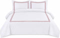 BedDecor Luxury 400-TC Egyptian Cotton 5PC Embroidered Duvet Cover Set with Beautiful 2-Stripe Embroidery(Burgundy, Full/Queen)