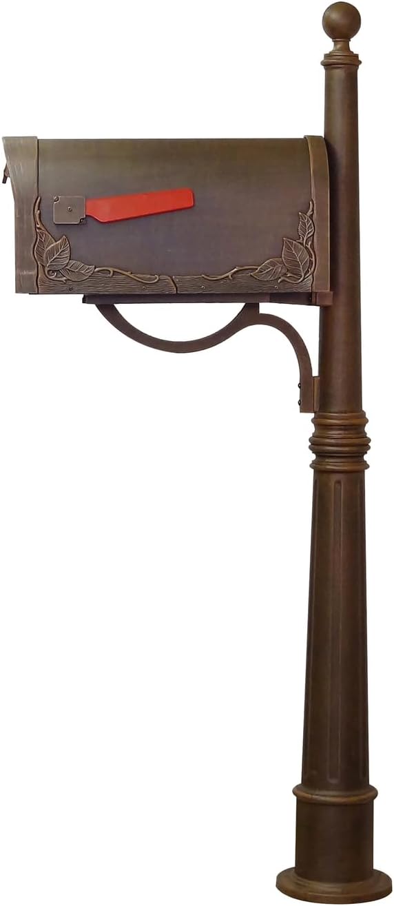 Products Heavy Duty Rust-Free Floral Curbside Mailbox with Locking Insert and Ashland Mailbox Post