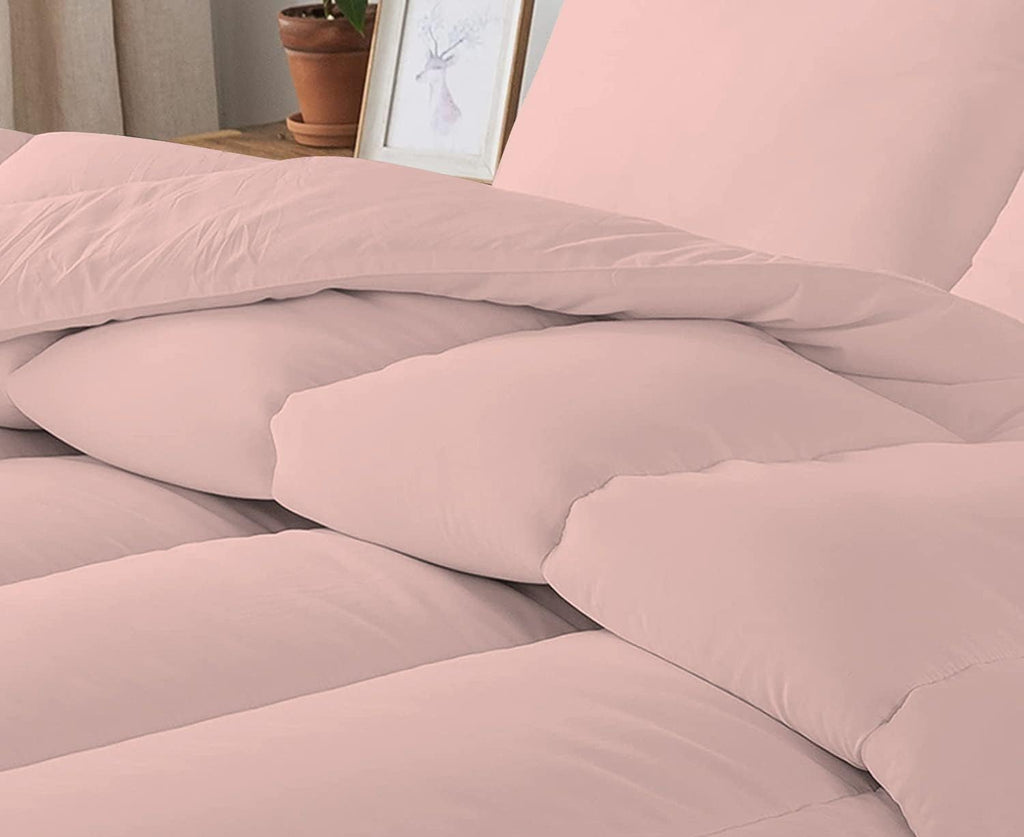 5 PC Straight Line Pattern Comforter Set Premium Super Soft 600 GSM All Season | 1000 Thread Count | 100% Egyptian Cotton ( Full/Queen Size, Blush Color)