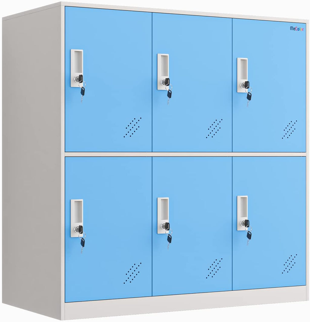 MECOLOR- Metal Storage Cabinet Locker, Home Office Storage Cabinet with Lock Keys, Garage Steel Storage cabinets Metal Tool Box for Factory Company (6D, Blue)