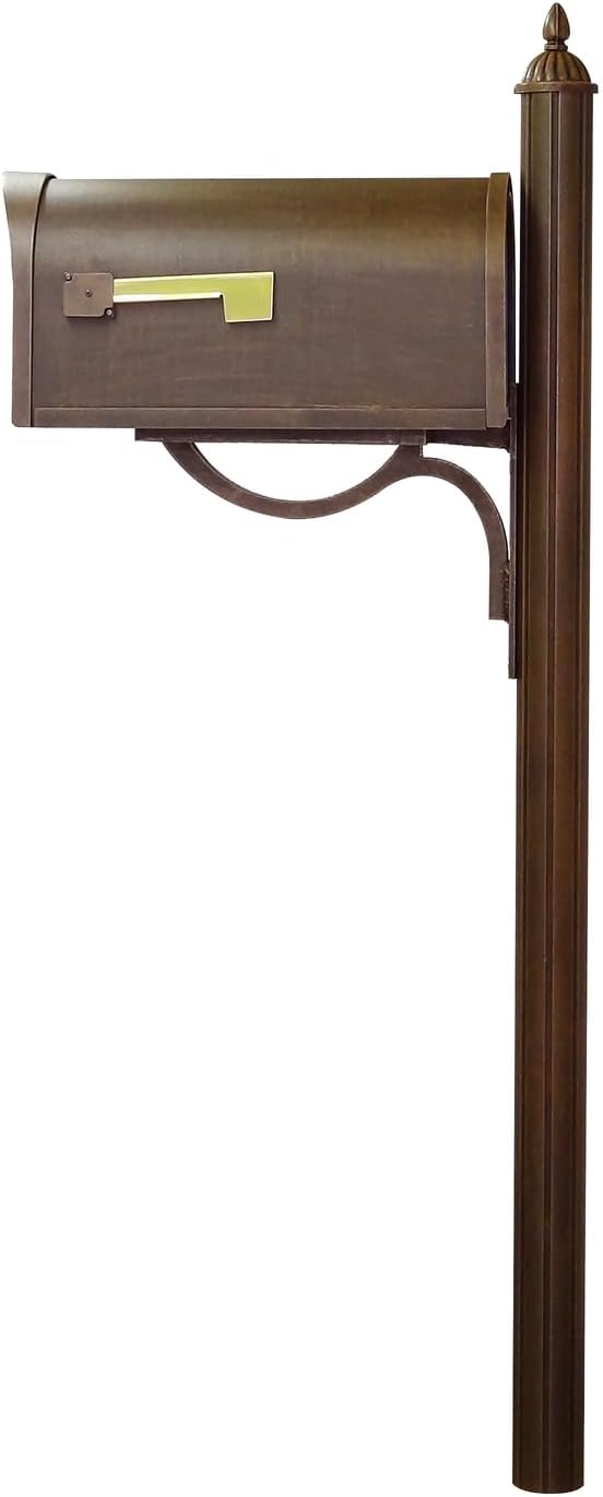 Products Classic Rust Proof Curbside Mailbox with Locking Insert and Richland Mailbox Post, Copper