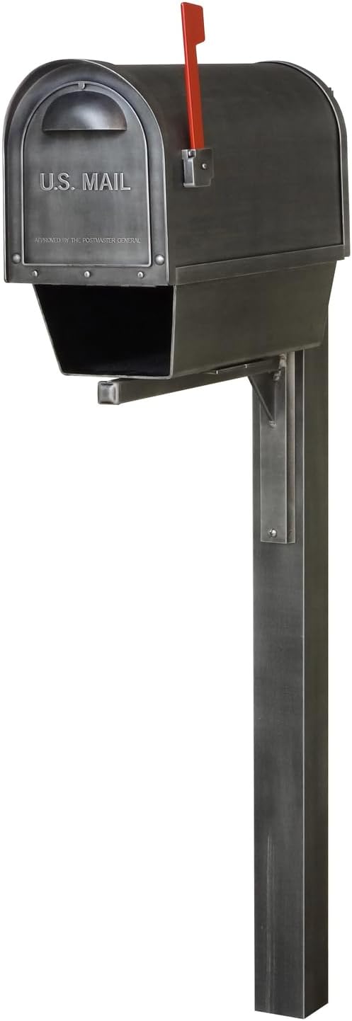 Products Classic Curbside Mailbox with Newspaper Tube, Locking Insert and Wellington Mailbox Post