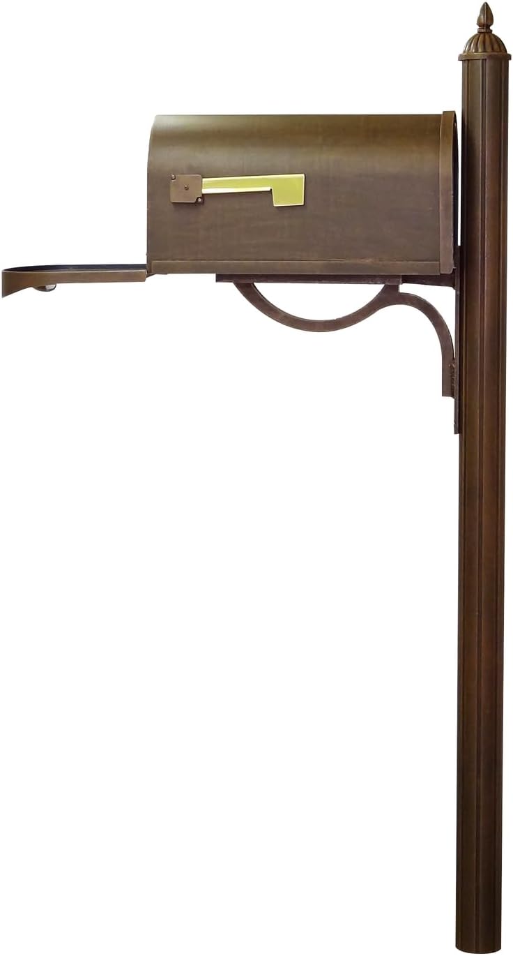 Products Classic Rust Proof Curbside Mailbox with Locking Insert and Richland Mailbox Post, Copper