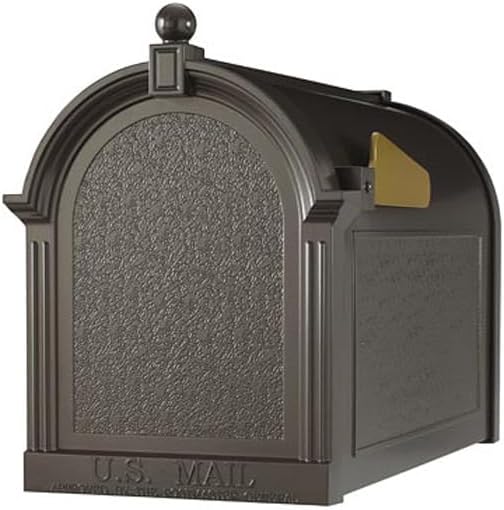 Whitehall French Bronze Deluxe Mailbox, Post, and Brackets | Heavy-Duty Aluminum Mailbox System | Large 20% Oversized Capacity with Magnetic Closure | Weather-Resistant Finish for Timeless Curb Appeal