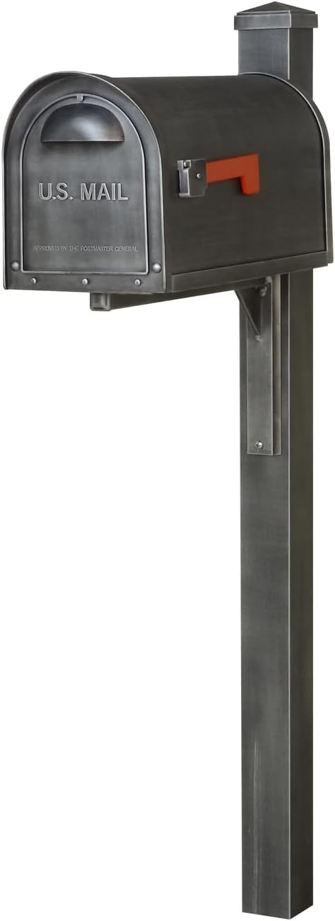 Products SCC1008-SPK720-SW-LB998 Classic Curbside Mailbox wtih Locking Insert & Wellington with Direct Burial Mailbox Post Smooth